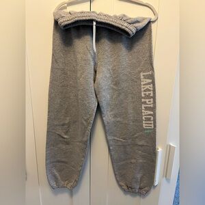 Gildan Gray Jogger Sweatpants Relaxed Fit Cotton Blend